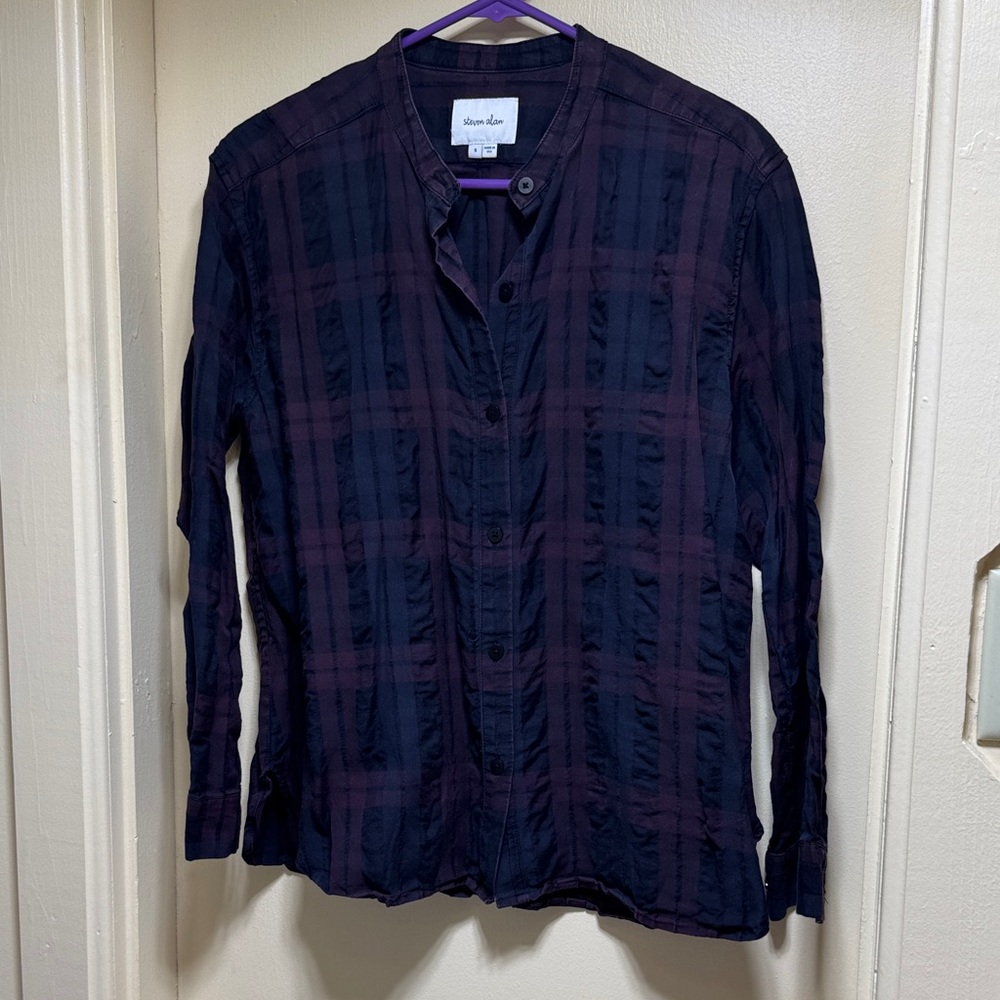 Steven Alan Black and Burgundy Button Down Shirt